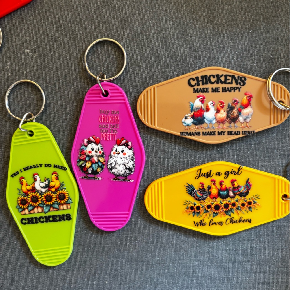 Colorful Chicken-Themed Keychains